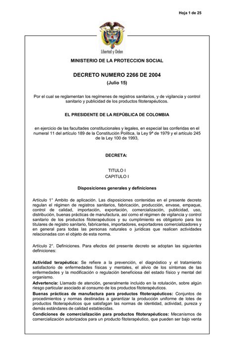 Decreto De Ministerio De Salud Y Protecci N Social