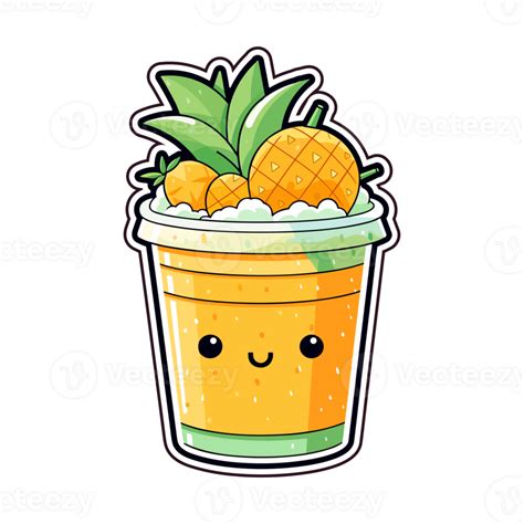 Mango Pineapple Smoothie Sticker Cool Colors Kawaii Clip Art