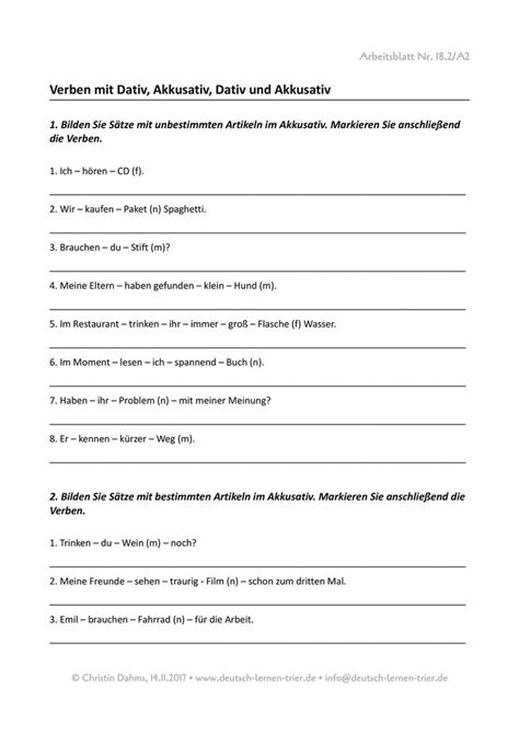 A2 Verben Mit Dat Und Akk Unterrichtsmaterial Im Fach Dazdaf