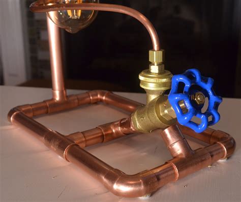 Copper Pipe Lamp With Valve Switch Table Lamp Steampunk