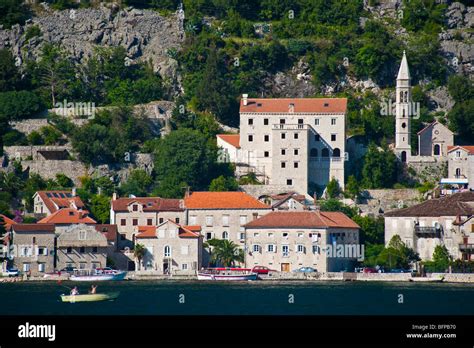 Historic City Of Perast Risan Bay Bay Of Kotor Montenegro Stock