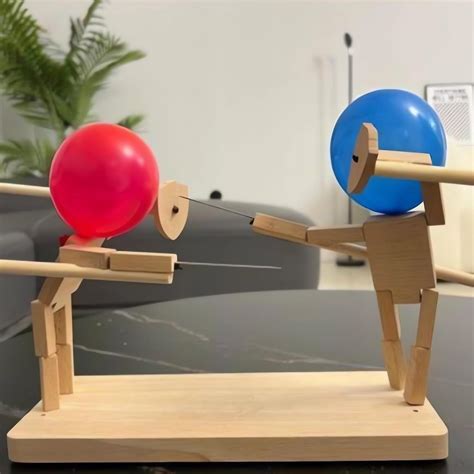 Balloon Bamboo Man Battle Game 2024 New Handmade Wooden Fencing Puppets