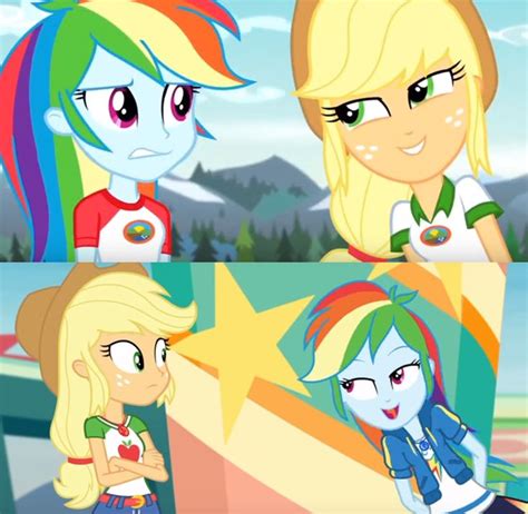 Safe Screencap Applejack Rainbow Dash Equestria Girls