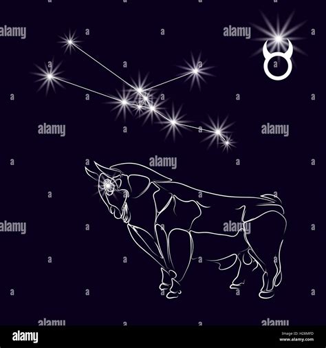 Constellation Taurus Realistic Star White Bull Zodiac Sign Tattoo