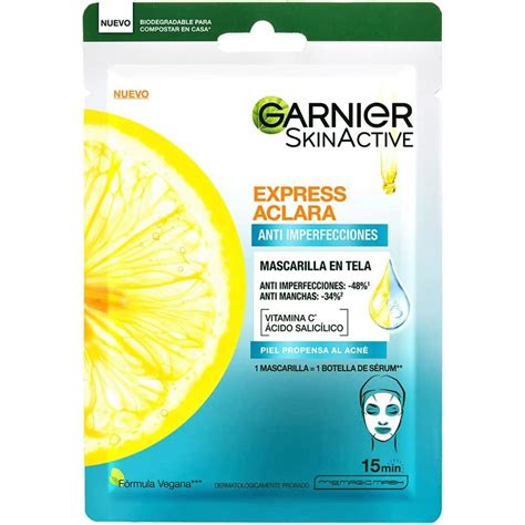 Mascarilla En Tela Garnier Skin Active Express Aclara Delsol