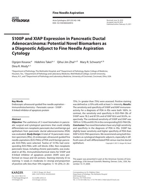 Pdf S100p And Xiap Expression In Pancreatic Ductal Adenocarcinoma