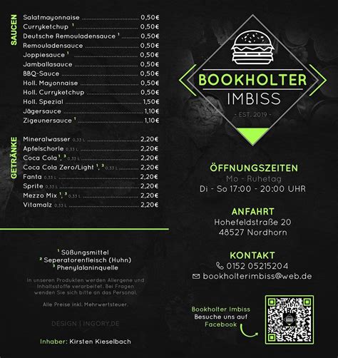 Speisekarte Von Bookholter Imbiss Pub Bar Nordhorn