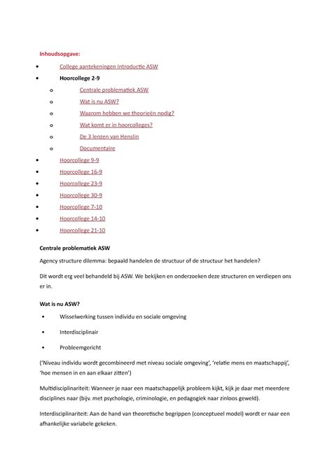 Introductie Algemene Sociale Wetenschappen College Aantekeningen