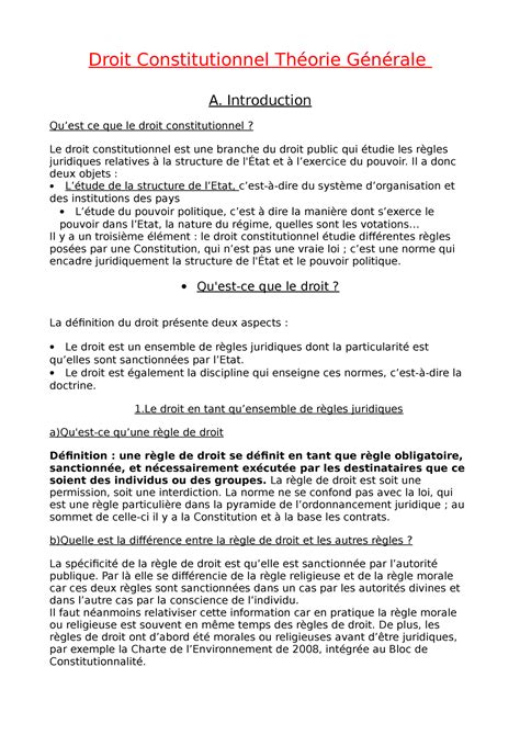 Droit Constitutionnel Introduction Quest Ce Que Le Droit