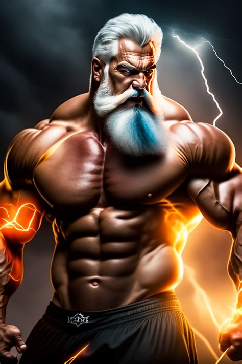 Lexica Old Zeus With Strong Body Angry Throwing Lightning With His