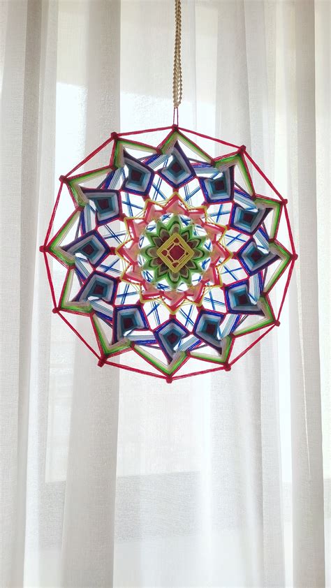 Ojo De Dios Huichol Style Gods Eye Yarn Mandala Wall Hanging Woven