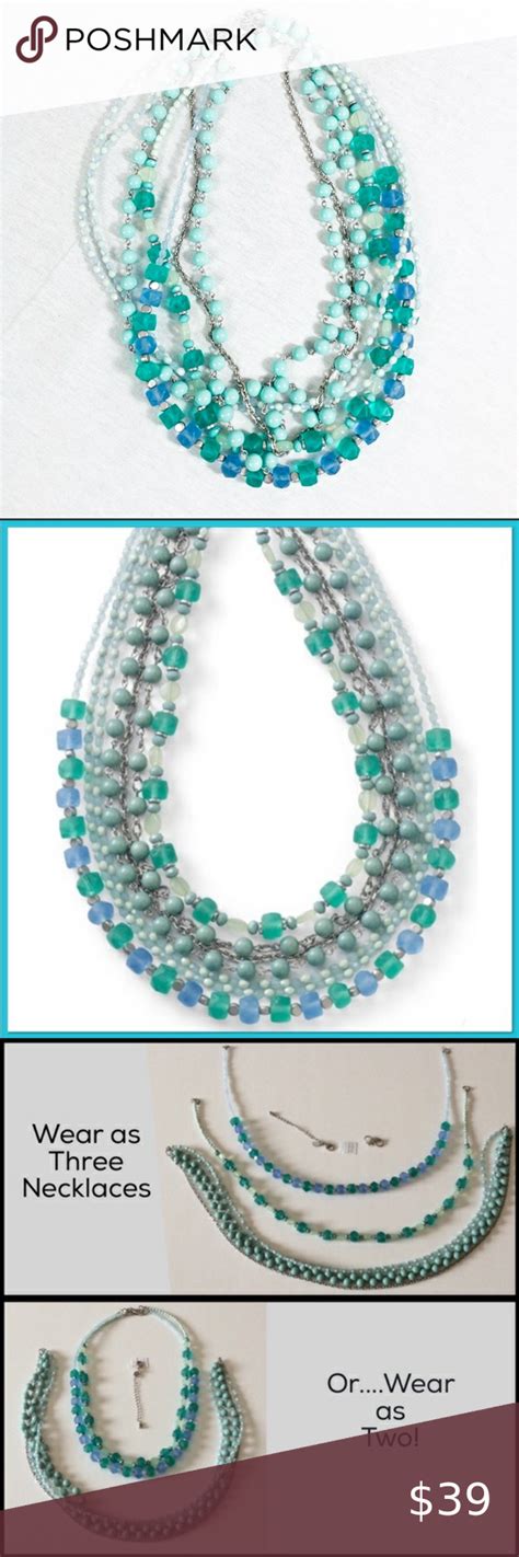 Lia Sophia Paradise Teal Blue Multi Strand Necklac Lia Sophia Paradise