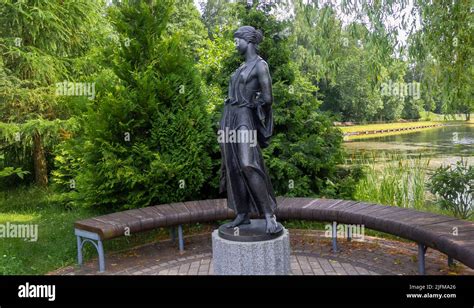 Statue Of The Goddess Of Fertility In The Botanical Garden Minsk June