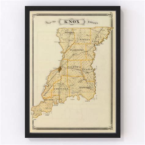 Vintage Map of Knox County Indiana, 1876 by Ted's Vintage Art