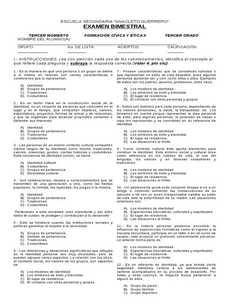 Pdf Examen Bimestral Er Bimestre Fce Ii Dokumen Tips