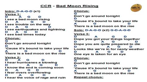 CCR - Bad Moon Rising (WS) | Ukulele chords songs, Guitar songs, Music ...