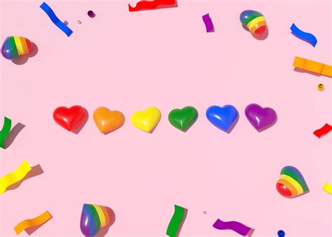 Download Rainbow Colored Aesthetic Heart Shapes Wallpaper