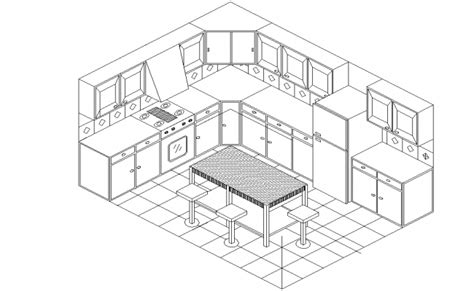 kitchen  view detail dwg file isometric view  kitchen kitchen