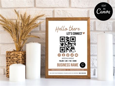 QR Code Social Media Sign Canva Template, Follow Us on Social Media