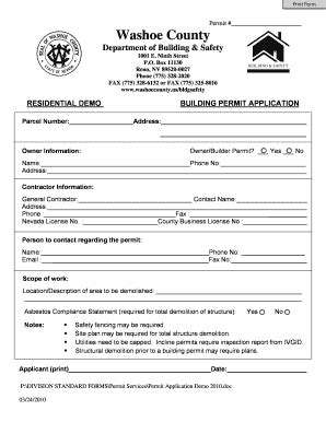 Washoe County Building Permit Application Fill Online Printable