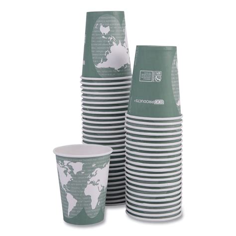 Eco Products World Art Renewable And Compostable Hot Cups Oz Gray