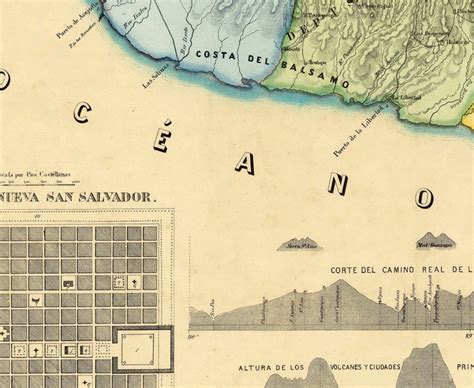 Antiguo mapa de El Salvador Honduras 1839 / Vintage cartel - Etsy España