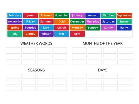 Weather Days Months And Seasons Ordenar Por Grupo