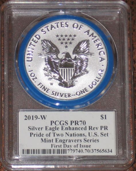 W Silver Eagle Enhanced Reverse Proof Pcgs Pr Mercanti Pride