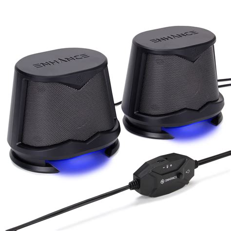 Computer Speakers USB Powered Blue LED Glow Lights 10W Peak Sound | eBay