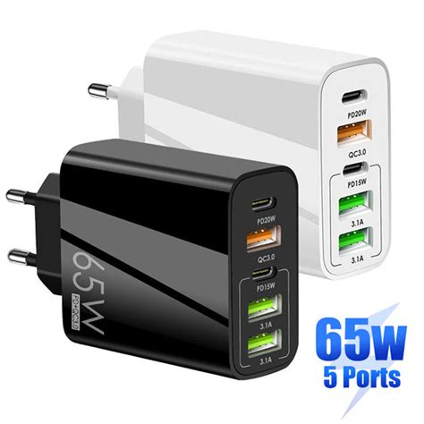 New Pd65w Fast Charging Mobile Phone Charger With 3usb And 2pd Type C N Usadino