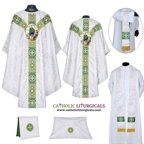 St Patrick White Gothic Vestment Mass Set White Low Mass Set