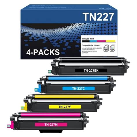 TN227 High Yield Toner Cartridge 4-Pack Compatible for TN-227 TN 227 TN ...