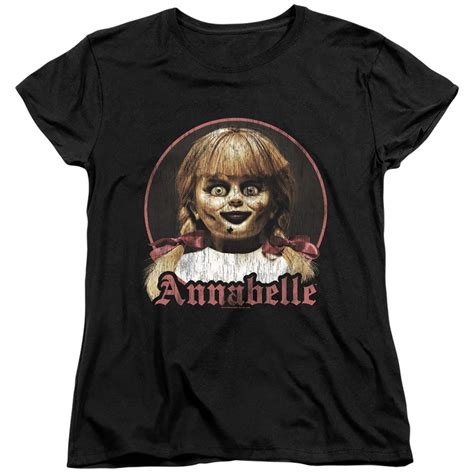 Annabelle Movie Distressed Portrait Womens T Shirt Black Shirts