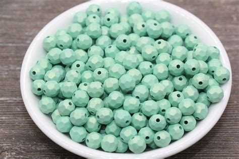 8mm Green Shimmer Faceted Gumball Beads Faceted Acrylic Loose Etsy