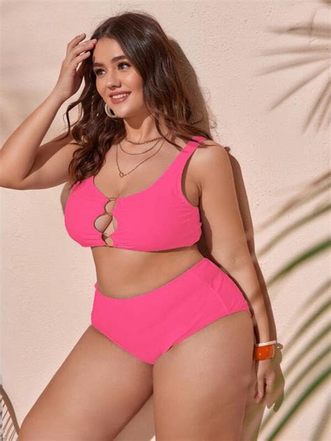 Plus Ring Linked Bikini Swimsuit SHEIN USA