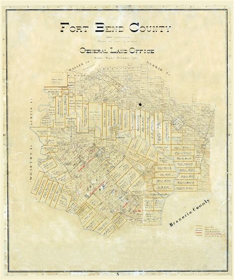 1892 Map Of Fort Bend County Texas Etsy