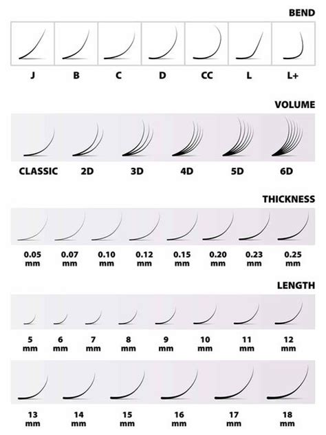 Lash Sizes and Chart For Extensions and Strip Eyelashes | Leida Lash