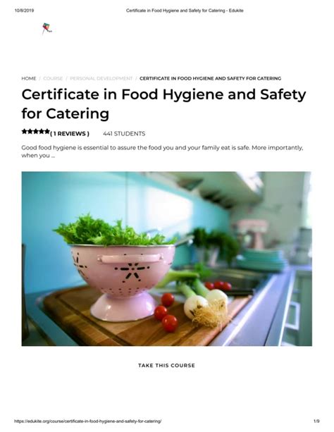 Ppt Level Certificate In Food Hygiene And Safety For Catering