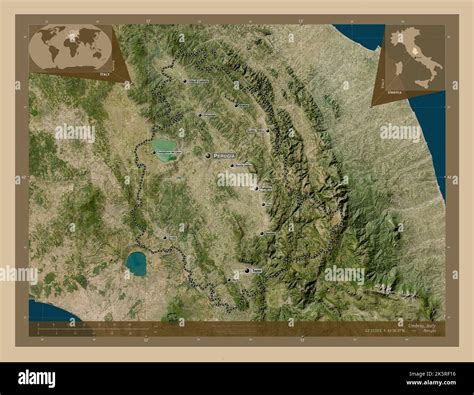 Umbria Region Of Italy Low Resolution Satellite Map Locations And