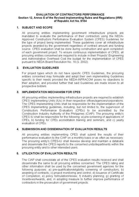 005 Irr Of Ra 9184 Evaluation Of Contractors Performance Section 12