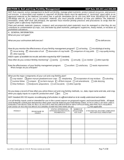 Rico Form 102 Download Printable Pdf Or Fill Online Organic Farm Plan Questionnaire Rhode