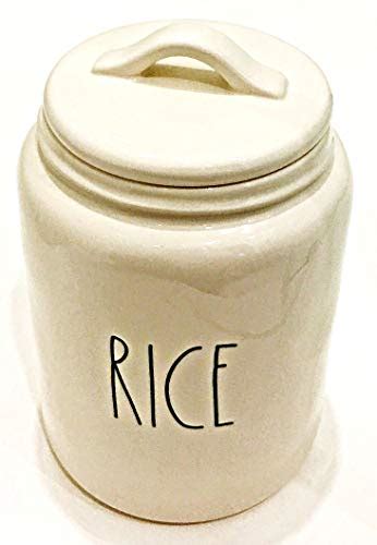 Rae Dunn Magenta Large Ceramic Canister Inscribed RICE Farmhouse Goals