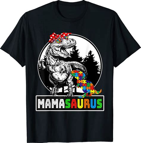 Mamasaurus T Rex Dinosaur Mama Saurus Autism Awareness T Shirt