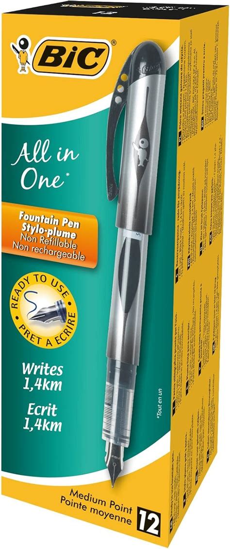 Amazon.com : Bic All in One Fountain Pens - Black, Box of 12 : Office ...