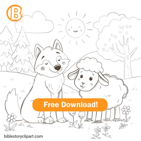 The Wolf Also Shall Dwell With The Lamb Coloring Page Bible Story Clipart