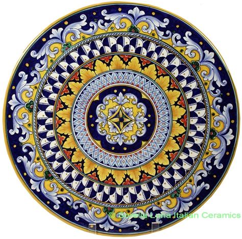 Italian Hand Painted Ceramic Majolica Plate 42cm Italian Pottery