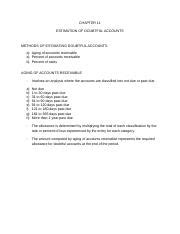 CHAPTER 11 Docx CHAPTER 11 ESTIMATION OF DOUBTFUL ACCOUNTS METHODS OF