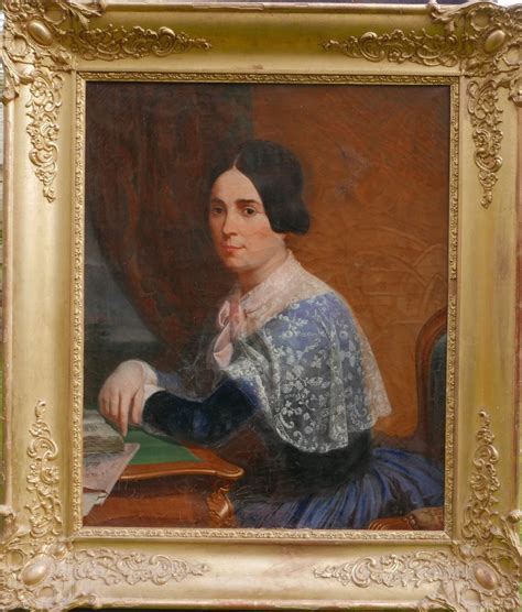 Proantic Portrait De Femme Epoque Louis Philippe Huile Toile Du Xix