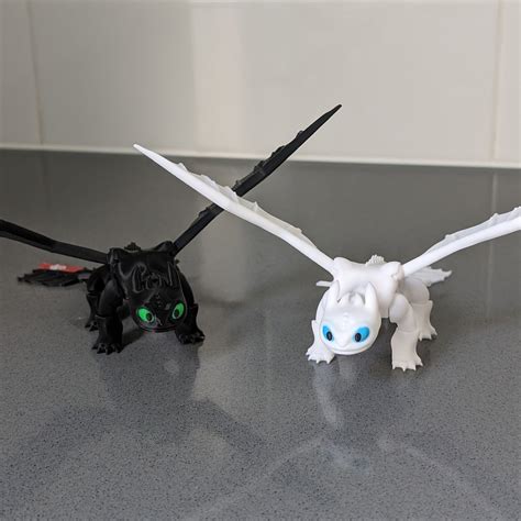 Toothless And Light Fury Articulated 3d Printed How To Train Your