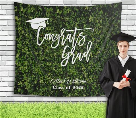 Class Of 2024 Graduation Backdrop Fabric Grass Wall Graduation Banner